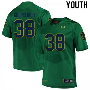 Notre Dame Fighting Irish Youth Dawson Goepferich #38 Green Under Armour Authentic Stitched College NCAA Football Jersey CSA6299BU